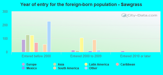 Year of entry for the foreign-born population - Sawgrass