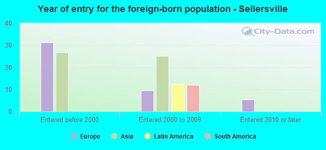 Year of entry for the foreign-born population - Sellersville