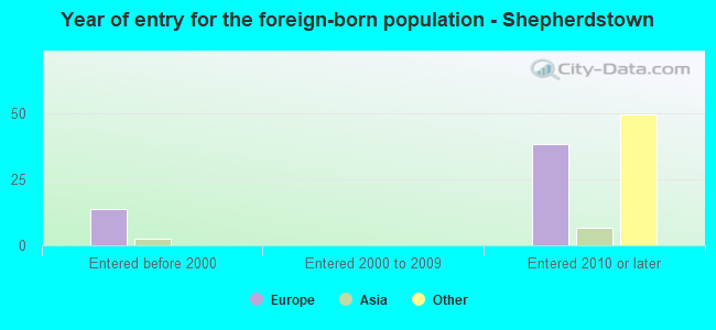 Year of entry for the foreign-born population - Shepherdstown