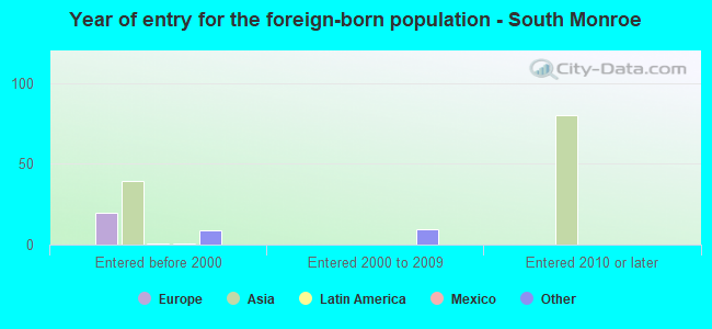Year of entry for the foreign-born population - South Monroe