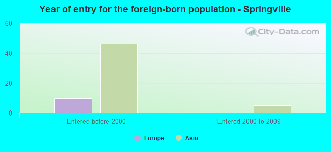 Year of entry for the foreign-born population - Springville