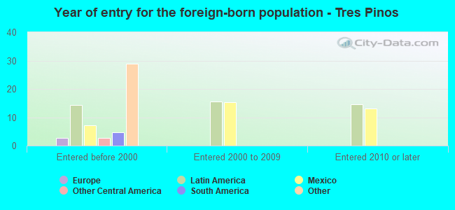 Year of entry for the foreign-born population - Tres Pinos