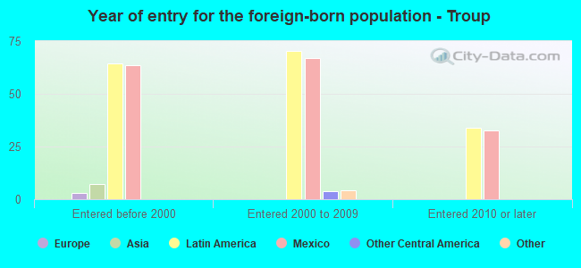 Year of entry for the foreign-born population - Troup