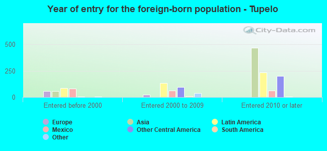 Year of entry for the foreign-born population - Tupelo