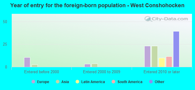 Year of entry for the foreign-born population - West Conshohocken
