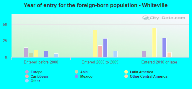 Year of entry for the foreign-born population - Whiteville