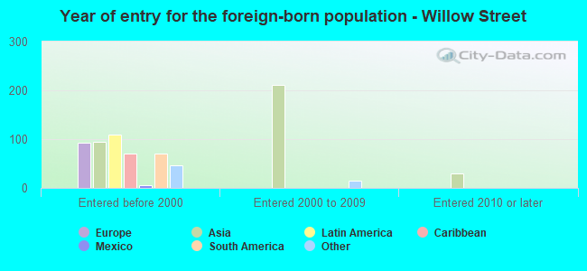 Year of entry for the foreign-born population - Willow Street