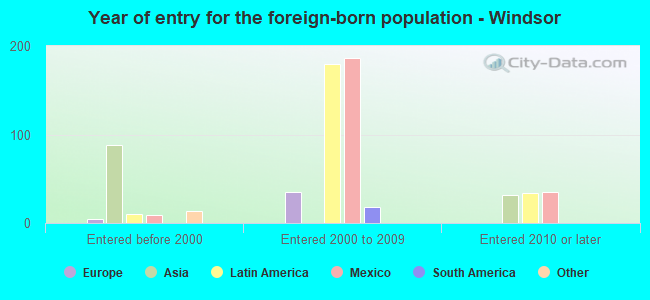 Year of entry for the foreign-born population - Windsor