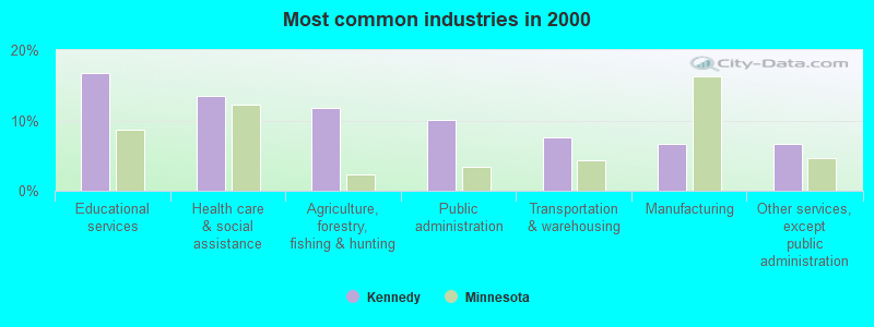 Most common industries in 2000