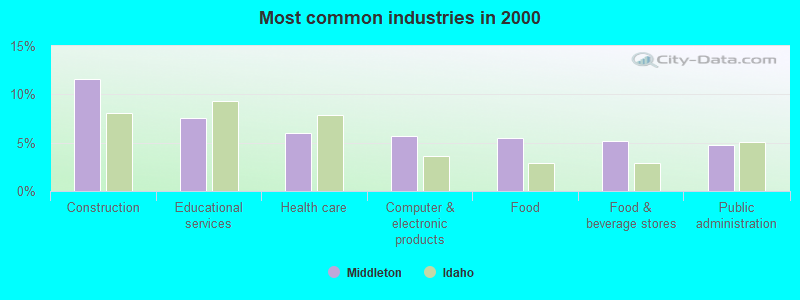 Most common industries in 2000