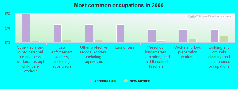 Most common occupations in 2000
