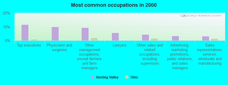 Most common occupations in 2000