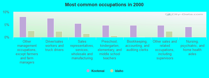 Most common occupations in 2000