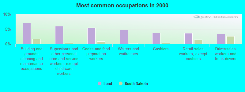 Most common occupations in 2000