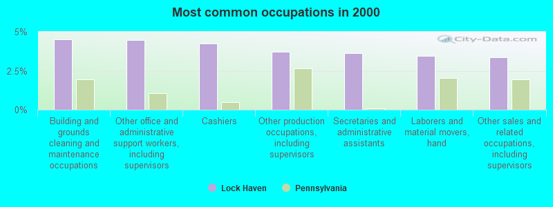 Most common occupations in 2000