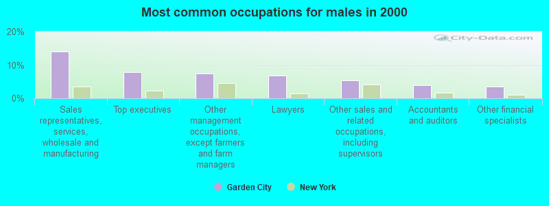 Most common occupations for males in 2000