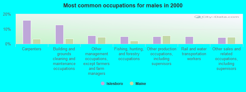 Most common occupations for males in 2000