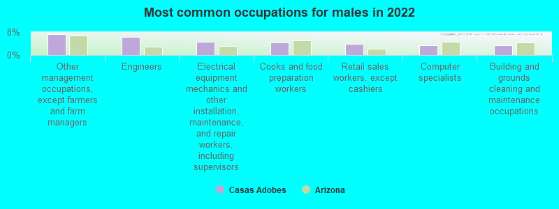 Most common occupations for males in 2022