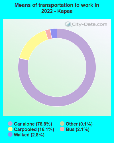 Means of transportation to work in 2022 - Kapaa