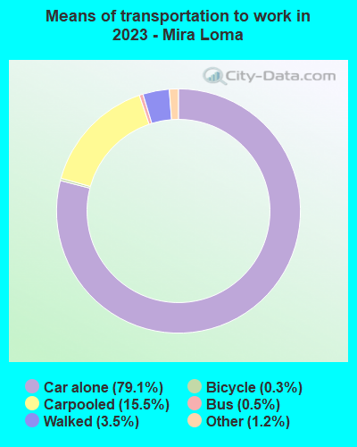 Means of transportation to work in 2022 - Mira Loma