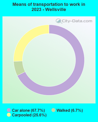 Means of transportation to work in 2022 - Wellsville