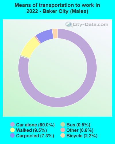 Means of transportation to work in 2022 - Baker City (Males)