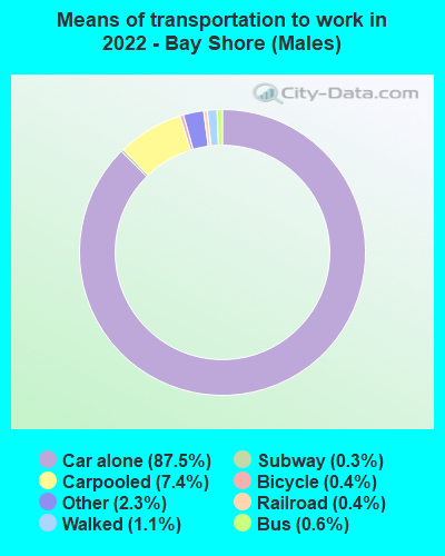 Means of transportation to work in 2022 - Bay Shore (Males)