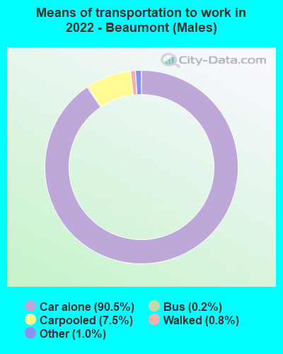 Means of transportation to work in 2022 - Beaumont (Males)