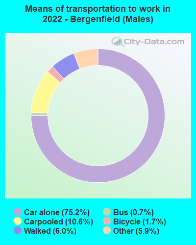 Means of transportation to work in 2022 - Bergenfield (Males)