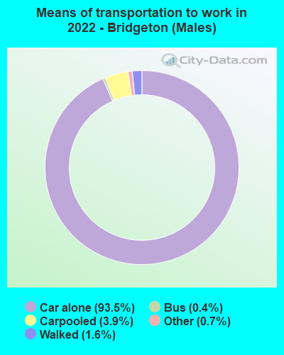 Means of transportation to work in 2022 - Bridgeton (Males)
