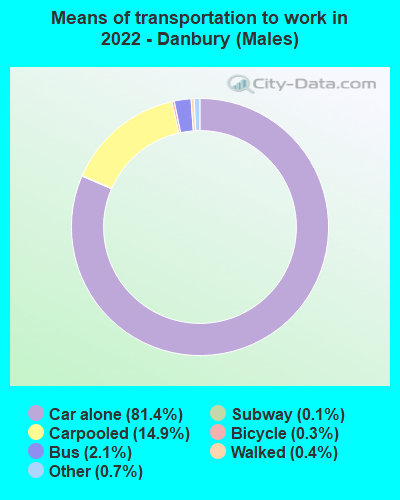 Means of transportation to work in 2022 - Danbury (Males)