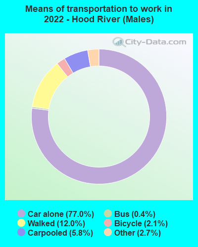 Means of transportation to work in 2022 - Hood River (Males)