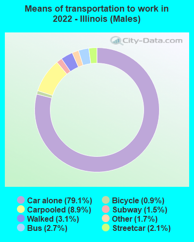 Means of transportation to work in 2022 - Illinois (Males)
