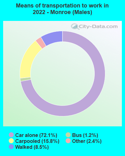 Means of transportation to work in 2022 - Monroe (Males)