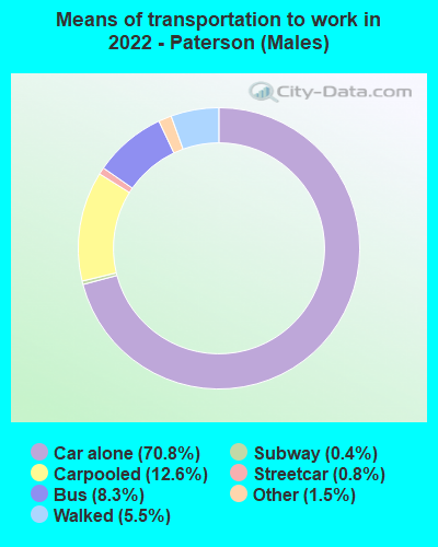 Means of transportation to work in 2022 - Paterson (Males)