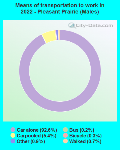 Means of transportation to work in 2022 - Pleasant Prairie (Males)
