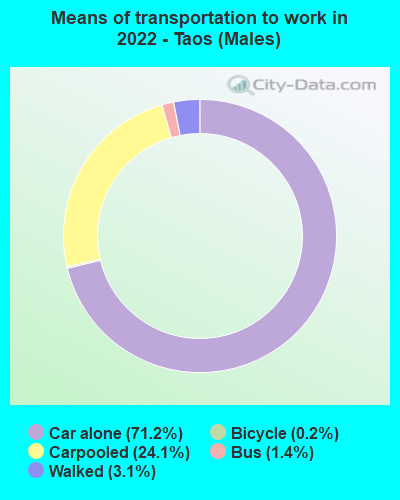 Means of transportation to work in 2022 - Taos (Males)