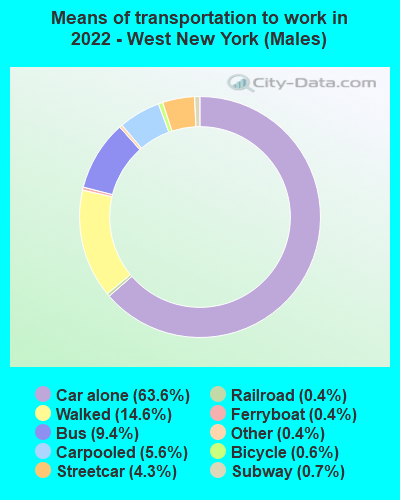 Means of transportation to work in 2022 - West New York (Males)