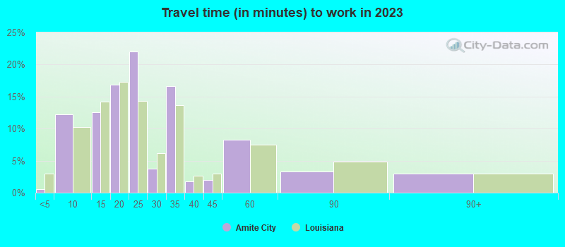 Travel time (in minutes) to work in 2022