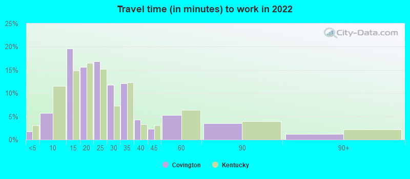 Travel time (in minutes) to work in 2022