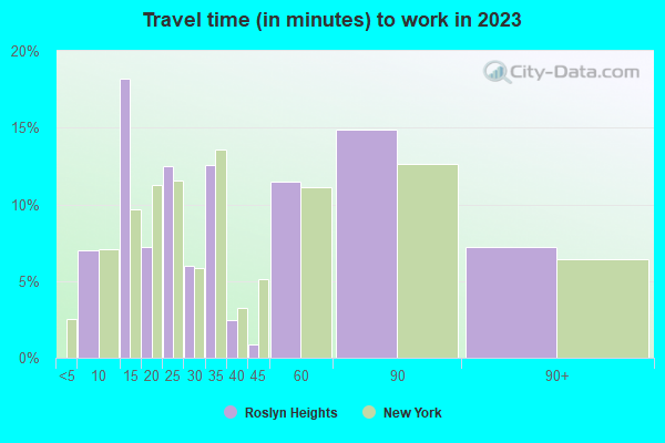 Travel time (in minutes) to work in