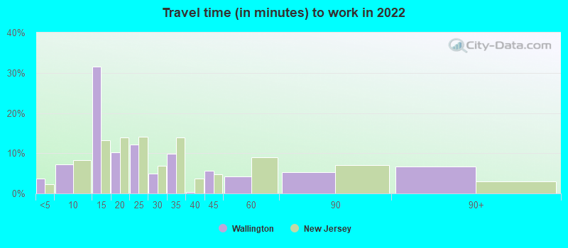 Travel time (in minutes) to work in 2022