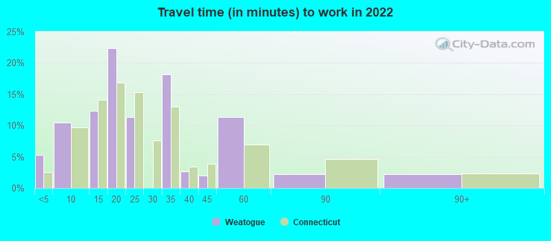 Travel time (in minutes) to work in 2022