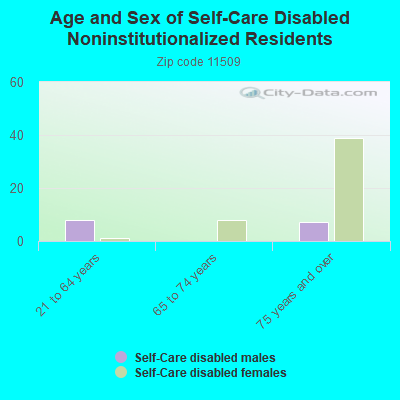 Age and Sex of Self-Care Disabled Noninstitutionalized Residents