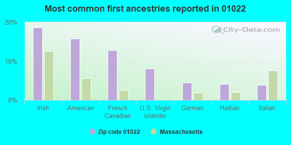Most common first ancestries reported in 01022