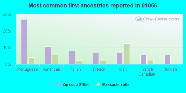 Most common first ancestries reported in 01056