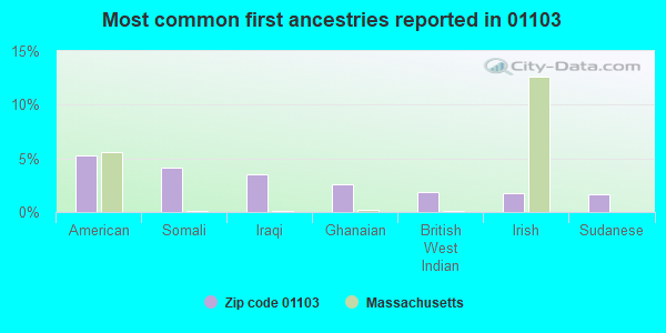Most common first ancestries reported in 01103