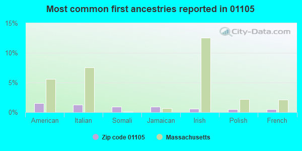 Most common first ancestries reported in 01105