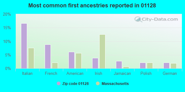 Most common first ancestries reported in 01128