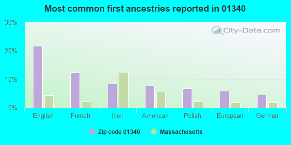 Most common first ancestries reported in 01340